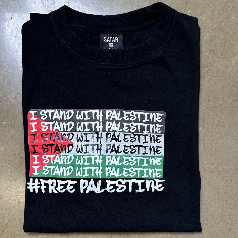 Black "I Stand With Palestine" Graphic Tee for Men